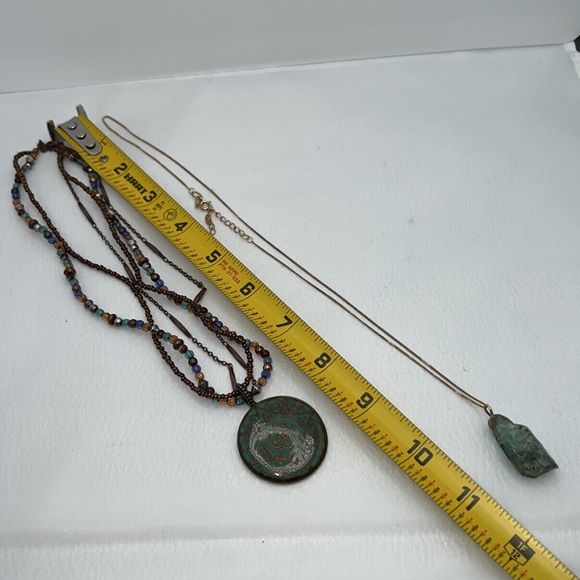 Avon Metal Enamel Bead 3 layer Necklace & SL Green Pendant Necklace - Picture 14 of 15